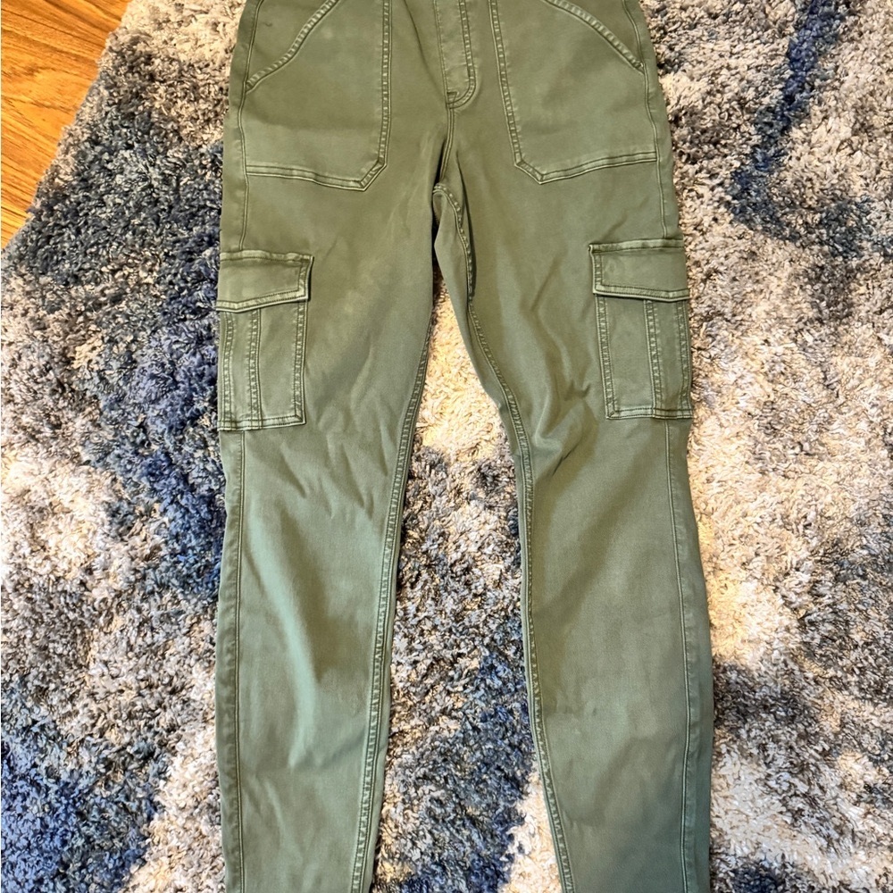 NWT Spanx olive green twill ankle cargo pants size large